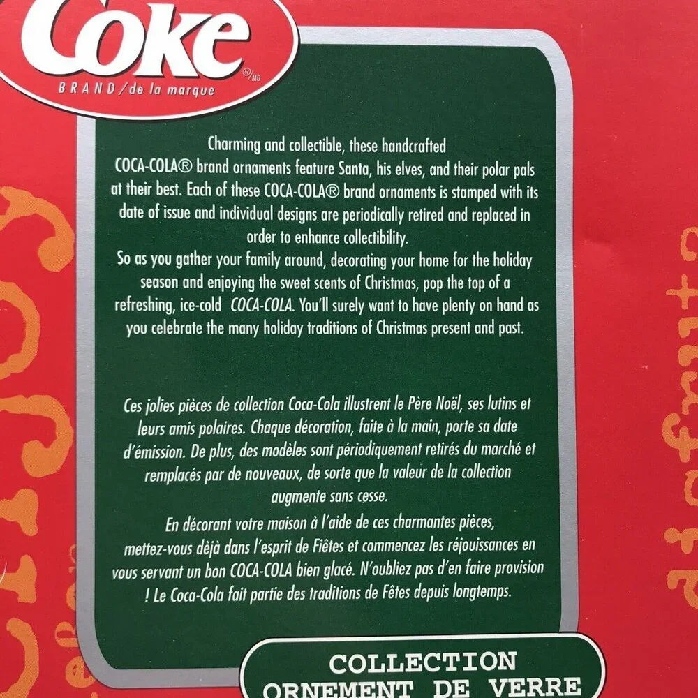 Coca-Cola Ornament Blown Glass Coke Bottling Company Truck Christmas Red Gold
